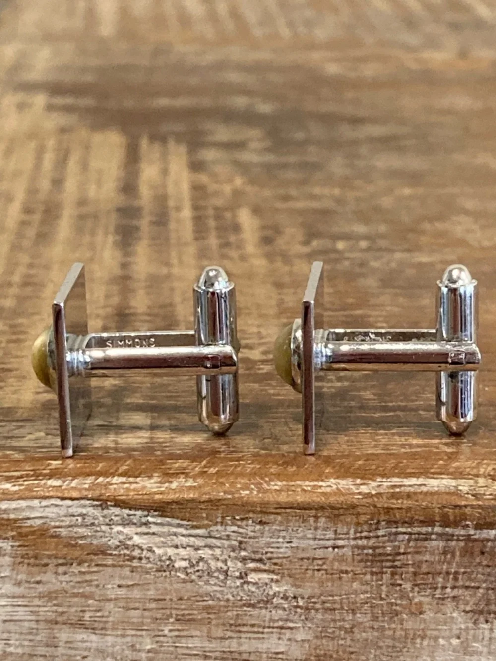 Simmons Sterling Silver Cufflinks Tigers Eye Vintage Square Western Style - Picture 6 of 16